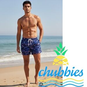 Chubbies Men’s Classic Glades Blue Alligator Swim Trunks 5.5” Inseam XL